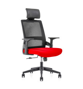 Chaise de bureau en maille à dossier haut avec base en nylon de 320 mm, accoudoir en PP, appui-tête réglable en hauteur (YF-GA07)