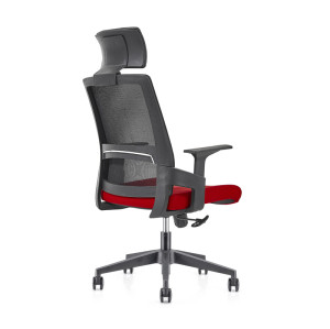 Сетчатое кресло для руководителя с высокой спинкой и нейлоновой основой 320 мм, подлокотник из полипропилена, регулируемый по высоте подголовник (YF-GA07)