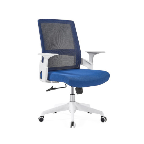 Сетчатое кресло среднего бэк-офиса с нейлоновой основой 320 мм, подлокотник из полипропилена, белая рама (YF-GB07-White)