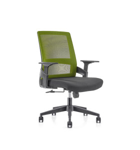 Chaise en maille de bureau central vert avec base en nylon de 320 mm, accoudoir en PP (YF-GB07-vert)