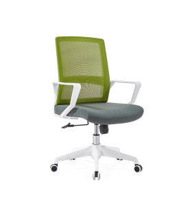 Chaise de bureau central en maille avec base en nylon de 320 mm, accoudoir en PP, cadre blanc (YF-GB08-blanc)