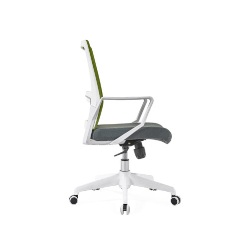 Fauteuil de travail du milieu du dos | Chaise pivotante avec cadre blanc pour fournisseur de bureau