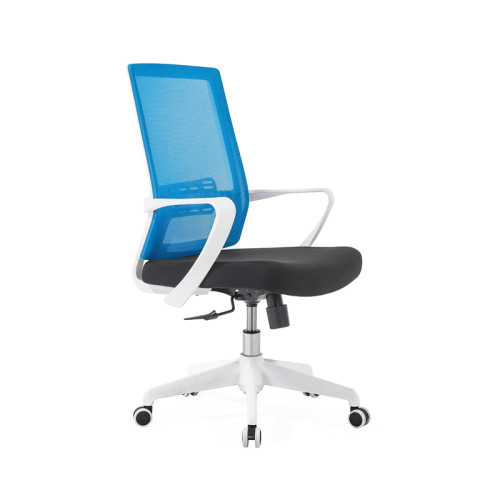 Сетчатое кресло среднего бэк-офиса с нейлоновой основой 320 мм, подлокотник из полипропилена, белая рама (YF-GB09-White)