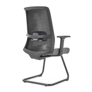Schwarzer Netz-Wartezimmerstuhl | Gästestuhl mit mittlerer Rückenlehne ohne Rolle für Bürolieferanten