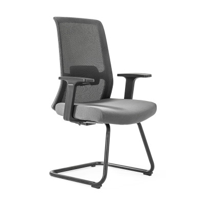 Schwarzer Netz-Wartezimmerstuhl | Gästestuhl mit mittlerer Rückenlehne ohne Rolle für Bürolieferanten