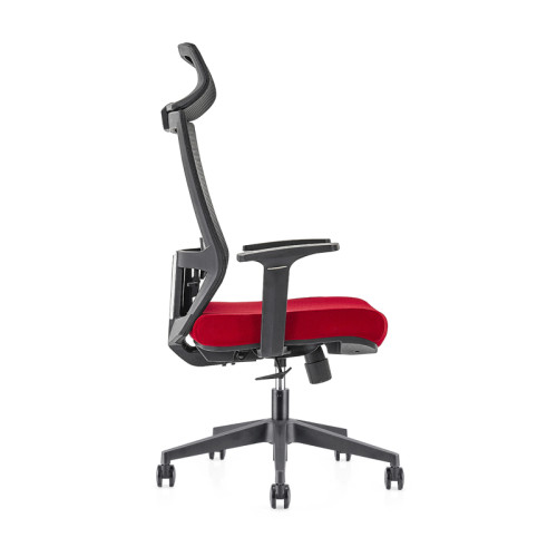 Оптовое высокое кресло руководителя из сетки для бэк-офиса, нейлоновая основа, подлокотник из полипропилена, регулируемый по высоте подголовник (YF-GA12-Red)