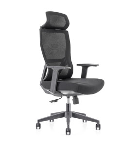 Chaise de direction en maille de bureau à haut dossier avec base en nylon, accoudoir en PP (YF-GA15)