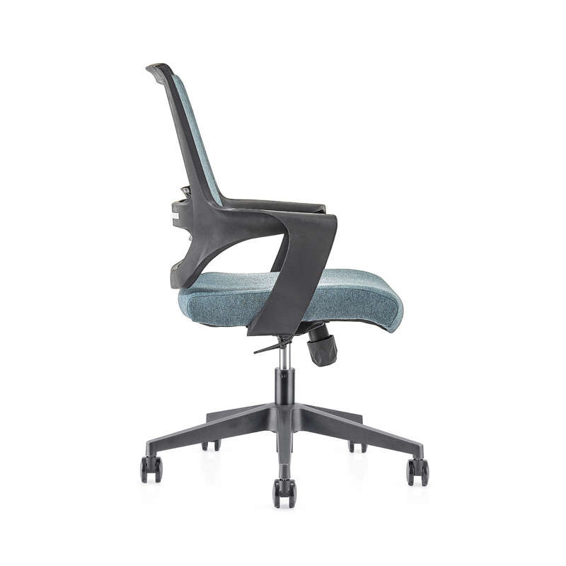 Сетчатый стул среднего бэк-офиса с нейлоновой основой 320 мм, подлокотник из полипропилена (YF-GB16-Blue)