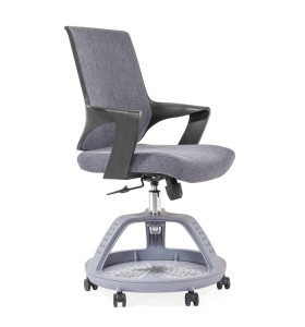 Vente en gros gris milieu dos épaissir la chaise de bureau en maille, base en nylon, accoudoir en PP, pieds ronds pour bagages (YF-GD16)