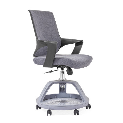 Оптовый серый офисный стул из утолщенной сетки со средней спинкой, нейлоновая основа, подлокотник из полипропилена, круглые ножки для багажа (YF-GD16)