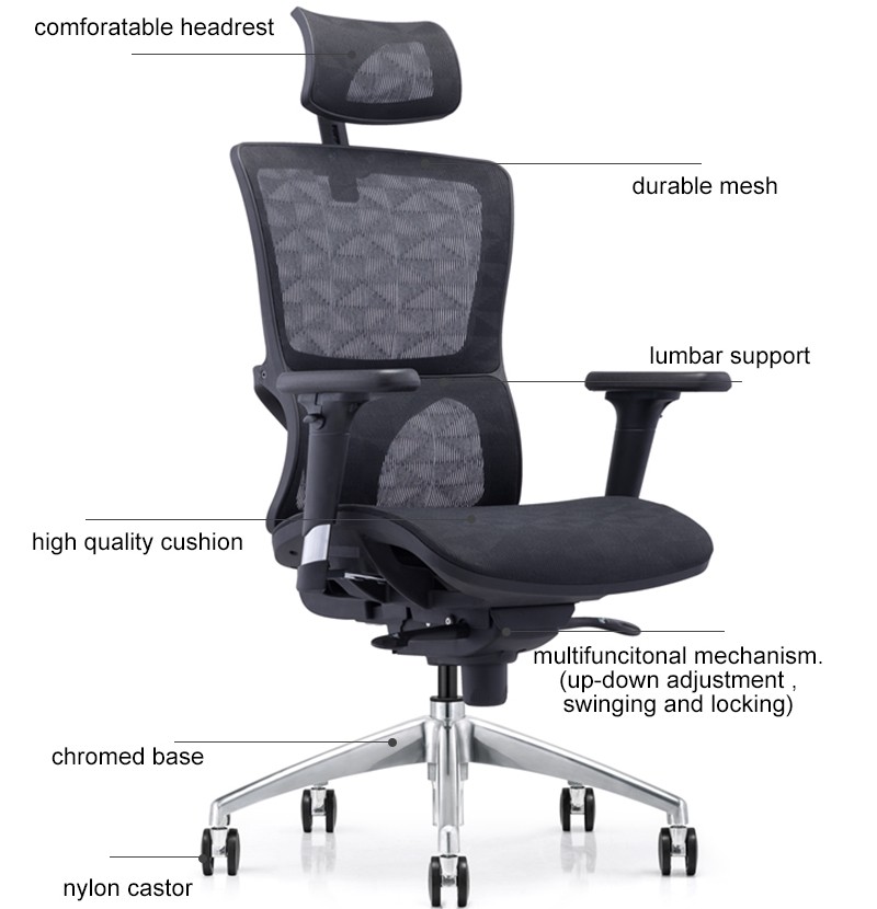 High back mesh office Reclining chair with ergonomic and rotating design(YF-A810)