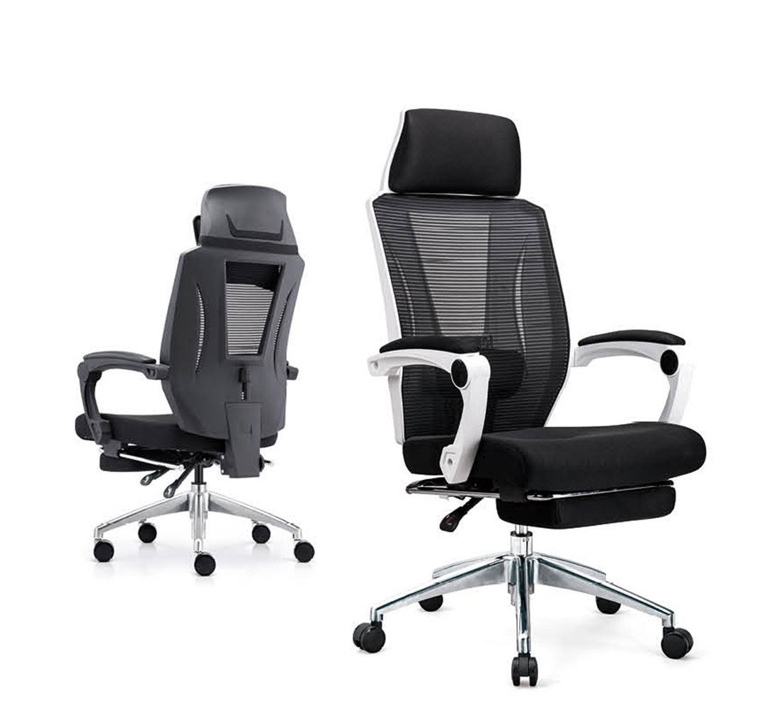 High back lunch break reclining office mesh chair with footrest(YF-Q57)