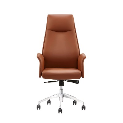 Leather High Back Chair | Comfortable Chair With Aluminum Base For Home Office Supplier