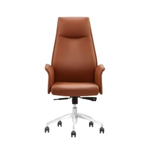 Leather High Back Chair | Comfortable Chair With Aluminum Base For Home Office Supplier