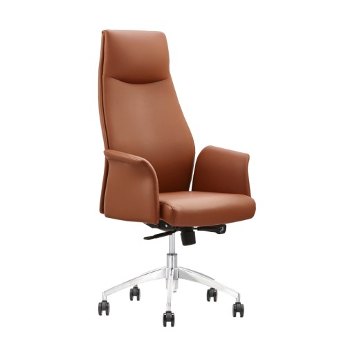 Leather High Back Chair | Comfortable Chair With Aluminum Base For Home Office Supplier