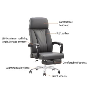 Wholesale Ergonomic Leather Office Reclining Chair With Footrest (YF-A100)
