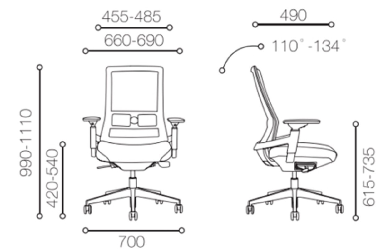 Средний бэк-офис сетчатый стул с алюминиевым основанием (YF-A681BA)