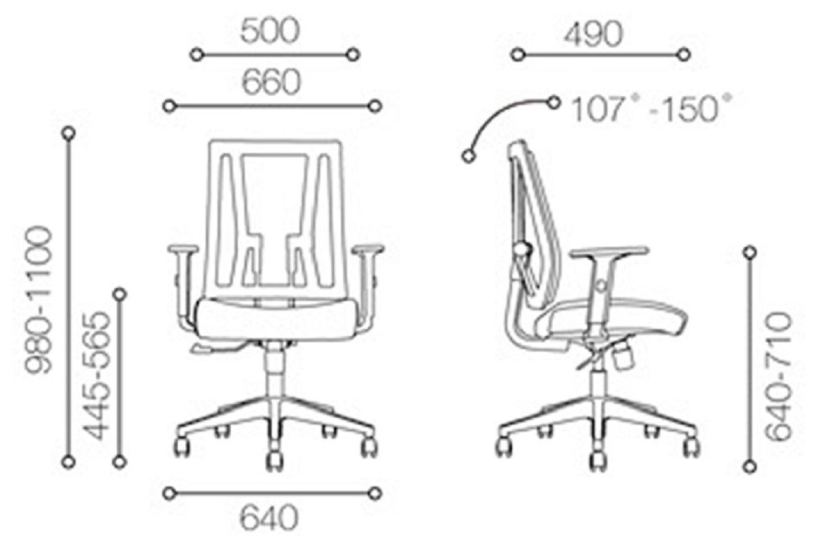 Bürostuhl aus Netzstoff mit mittlerer Rückenlehne und Aluminiumbasis (YF-683B-20)