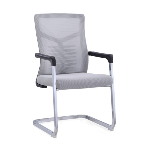 Gray Office Chair | Mesh Conference Chair With Bow-shaped Frame For Home Office Supplier in China