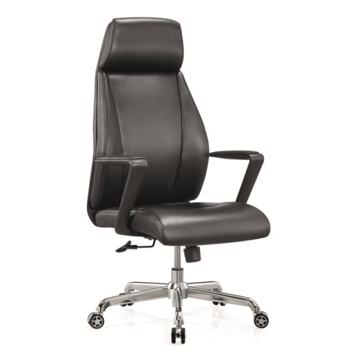 Chaise noire moderne | chaise exécutive en cuir avec accoudoir fixe pour fournisseur de bureau
