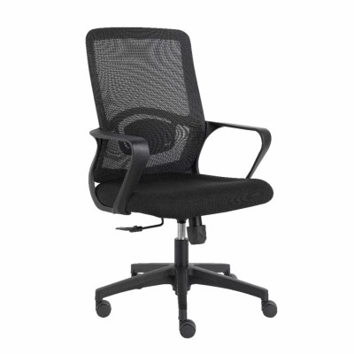 Mid-Back Black Chair | Mesh Swivel Task Chair With Fixed Armrest For Office Supplier in China
