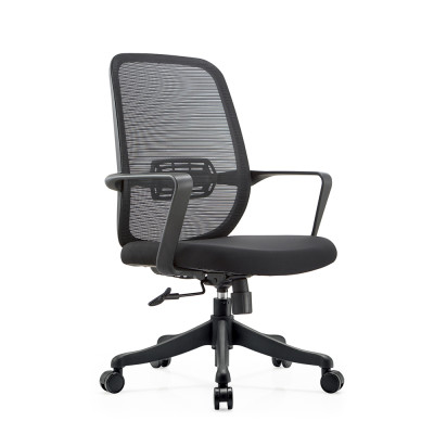 كرسي أسود متوسط الظهر | كرسي مهام شبكي مع إطار خلفي PP لمورد المكاتب في الصين (YF-B2209)