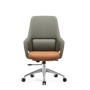 Ergonomischer Stuhl mit mittlerer Rückenlehne | Drehbarer Arbeitsstuhl aus Leder für Büro, China-Lieferant (YF-B361)
