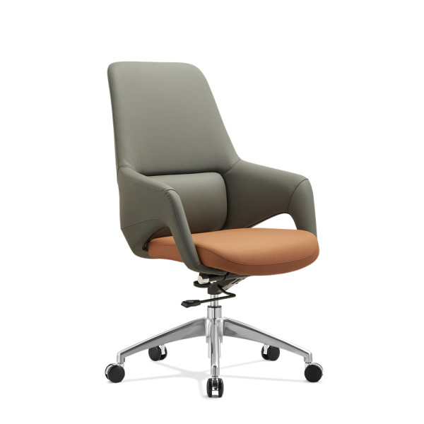 Silla ergonómica con respaldo medio | Silla giratoria de cuero para oficina Proveedor de China