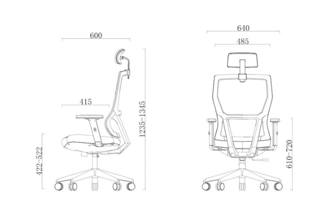 Fauteuil de direction en maille de bureau à dossier haut avec base en nylon, accoudoir en PU, appui-tête réglable en hauteur (YF-GA15-vert)