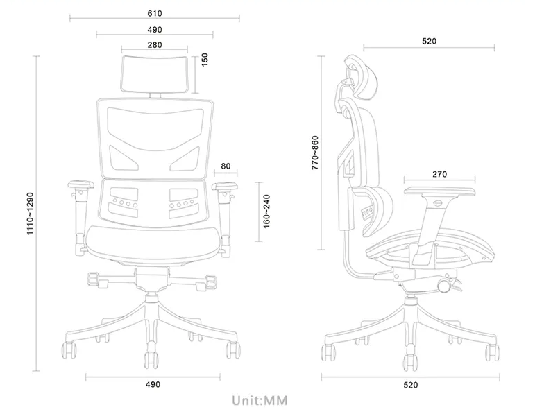 High back mesh office Reclining chair with ergonomic and rotating design(YF-A9)