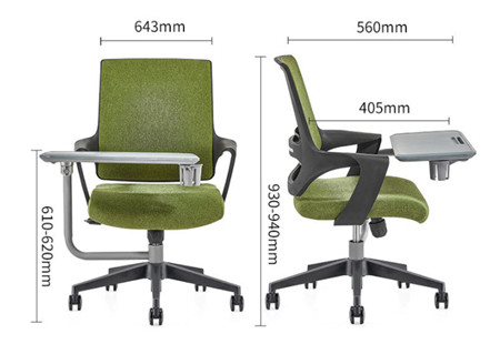كرسي شبكي للمكتب الخلفي الأوسط مع قاعدة نايلون 320 مم ، مسند ذراع PP ، لوح كتابة (YF-GB16-Green)