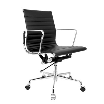 Wholesale Mid-Back Leather Task Chair With Aluminum Armrests For Office Supplier