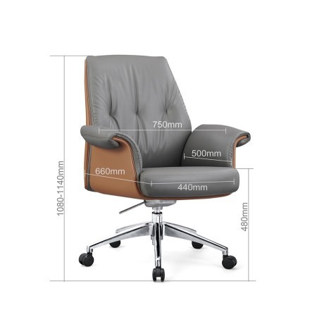 Оптовый кожаный стул с подлокотником со средней спинкой | Поставщик вращающихся офисных кресел в Китае (YF-B378)