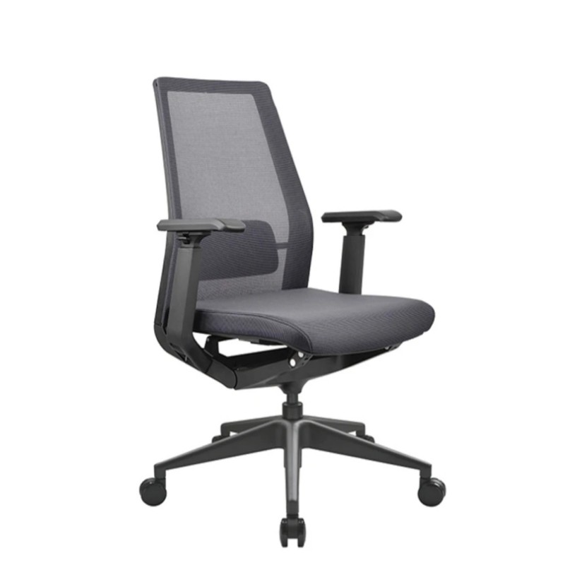 Chaise de bureau central en maille avec base en aluminium, appui-tête réglable et accoudoir en PU (YF-B008)