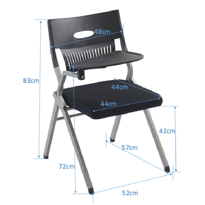 Silla de entrenamiento plegable de oficina moderna Y&F, tableta de aluminio con PP, sin reposabrazos (LY-K0-D)