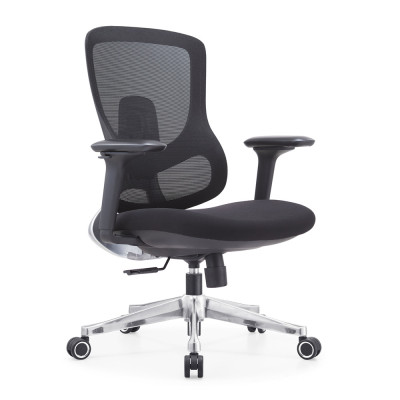Ergonomic Black Task Office Chair with Adjustable Armrests Middle Back Modern Mesh Fabric Design Aluminium Swivel Chair
