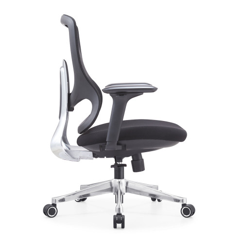 Ergonomic Black Task Office Chair with Adjustable Armrests Middle Back Modern Mesh Fabric Design Aluminium Swivel Chair