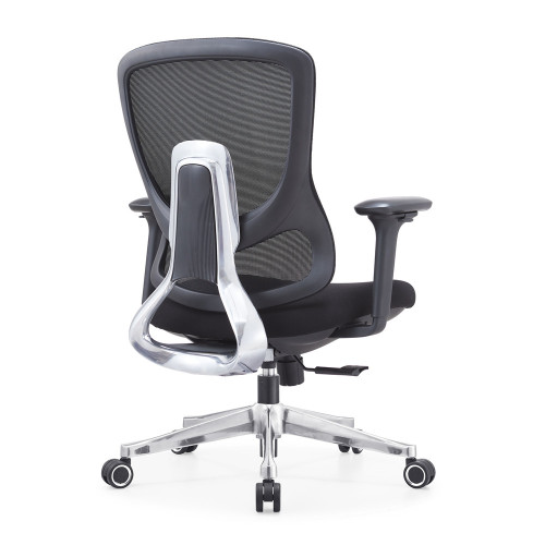 Ergonomic Black Task Office Chair with Adjustable Armrests Middle Back Modern Mesh Fabric Design Aluminium Swivel Chair