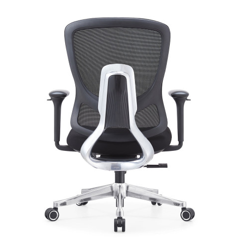 Ergonomic Black Task Office Chair with Adjustable Armrests Middle Back Modern Mesh Fabric Design Aluminium Swivel Chair