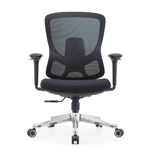 Ergonomic Black Task Office Chair with Adjustable Armrests Middle Back Modern Mesh Fabric Design Aluminium Swivel Chair
