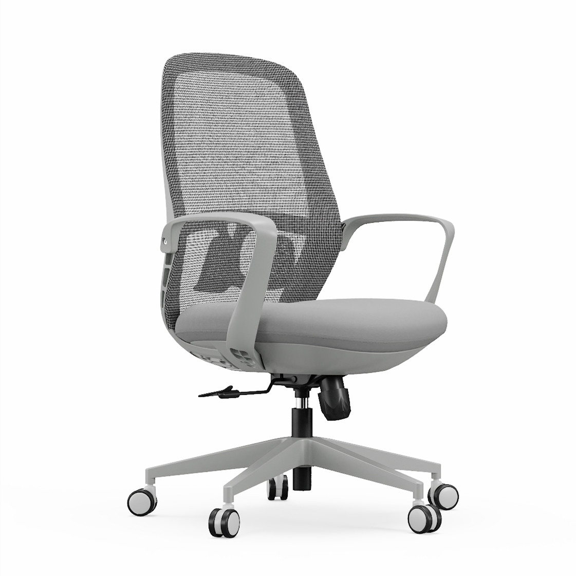 YF-B501 middle back mesh task office chair with fixed armrest, front view
