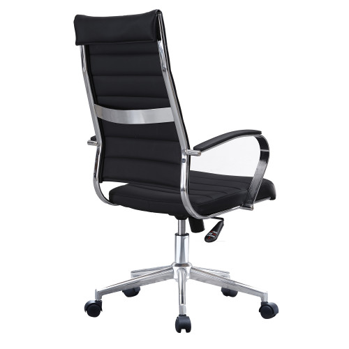 Black Swivel Executive Leather Chair | Ergonomic Seating with Chrome Armrest  for Office Projects & Bulk Orders