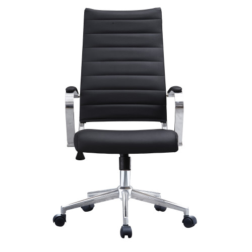 Black Swivel Executive Leather Chair | Ergonomic Seating with Chrome Armrest  for Office Projects & Bulk Orders