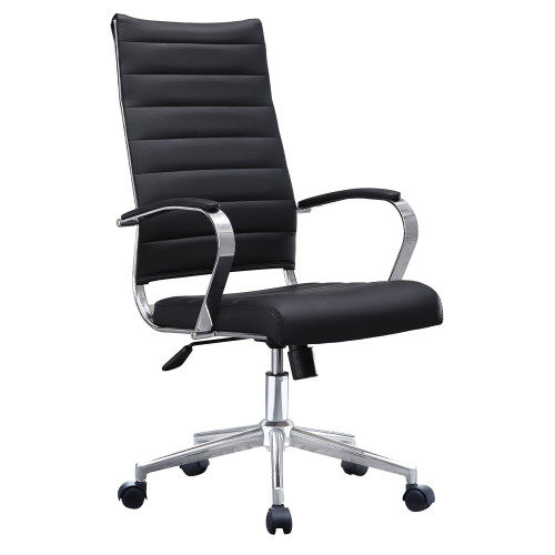 Black Swivel Executive Leather Chair | Ergonomic Seating with Chrome Armrest  for Office Projects & Bulk Orders