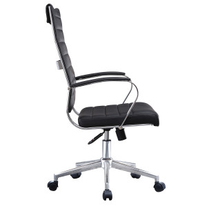 Black Swivel Executive Leather Chair | Ergonomic Seating with Chrome Armrest  for Office Projects & Bulk Orders