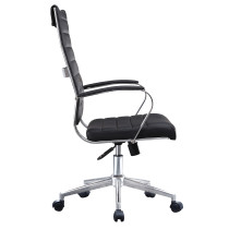 Black Swivel Executive Leather Chair | Ergonomic Seating with Chrome Armrest  for Office Projects & Bulk Orders