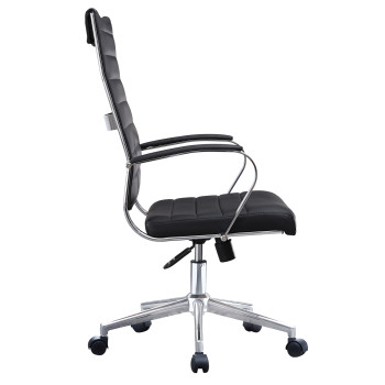 Black Swivel Executive Leather Chair | Ergonomic Seating with Chrome Armrest  for Office Projects & Bulk Orders