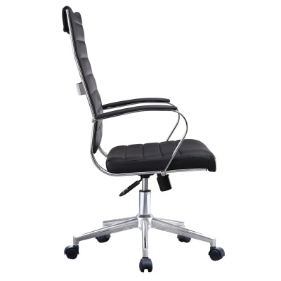 Black Swivel Executive Leather Chair | Ergonomic Seating with Chrome Armrest  for Office Projects & Bulk Orders