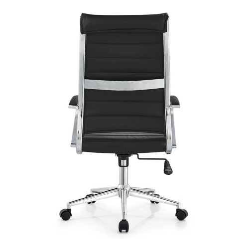 Black Swivel Executive Leather Chair | Ergonomic Seating with Chrome Armrest  for Office Projects & Bulk Orders