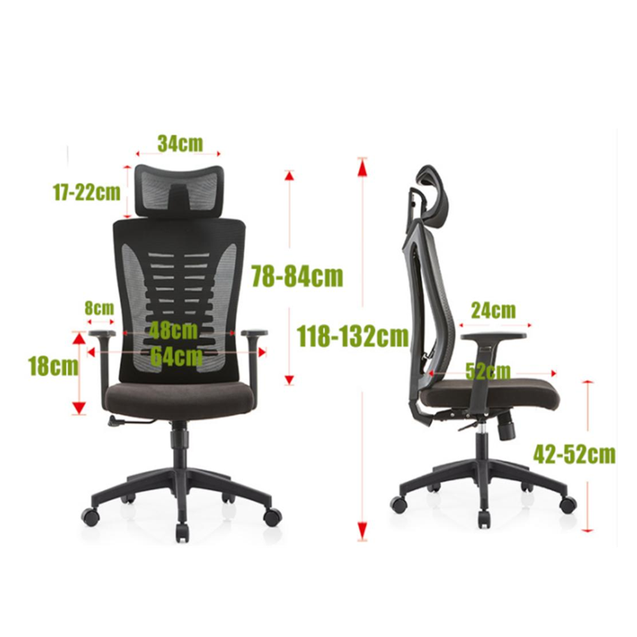 Ergonomischer Bürostuhl aus Netzstoff mit hoher Rückenlehne | Liegendes und drehbares Design (YF-A221-16)